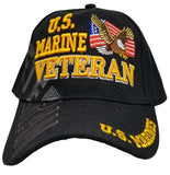 Marine Hat Black Baseball Cap with Flying Bald Eagle and American Flag