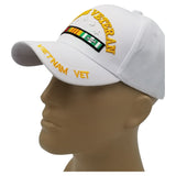 Army Vietnam Veteran White Baseball Cap Military Vet Adjustable One Size Hat