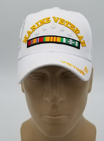 Vietnam Veteran U.S. Marine Corps Hat, United States Marines White Baseball Cap, Officially Licensed
