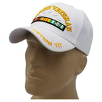 Army Vietnam Veteran White Baseball Cap Military Vet Adjustable One Size Hat