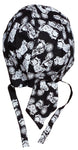 Motorcycles Bandana Dorag Cap Black and White Doo Rag Helmet Liner Cotton Head Wrap Durag
