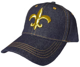 New Orleans Baseball Cap Fleur De Lis Blue Denim Hat Football Team