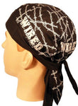 Barb Wire Wired Black Do Rag Du Bandana with Sweatband Motorcycle Helmet Liner Skull Cap