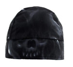 Ghoul Ghost Skulls Black and Gray Bandana Skull Cap, Made in USA, with Sweatband, Dorag Motorcycle Biker Hat