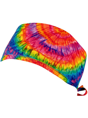 Tie Dye Nursing Scrub Hat Scrubs Cap, Cotton, 60s Hippie Rainbow Colorful Colors