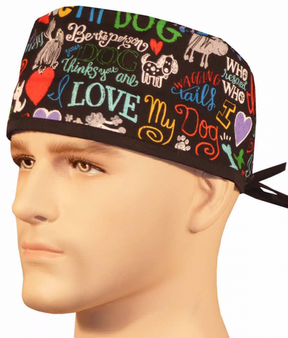 Surgical Scrub Cap I Love MY Dog with SWEATBAND MADE IN THE USA Doctors Surgeon Hat
