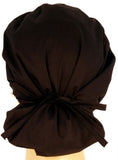 Nursing Scrub Hat Scrubs Cap Bouffant for Long Hair, Solid Black, Cotton