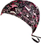 Pink Ribbon Breast Cancer Awareness Surgical Scrub Cap w/ Sweatband MADE IN THE USA Doctors Surgeon Hat for Men Women