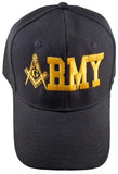 ARMY Black Masonic Baseball Cap Mason Logo Hat for Freemasons Shriners Prince Hall Masons Headwear