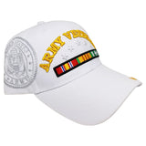 Army Vietnam Veteran White Baseball Cap Military Vet Adjustable One Size Hat
