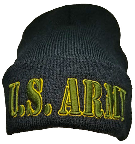 US Army Veteran Winter Beanie Ski Hat Knit Cuffed Military Skull Cap