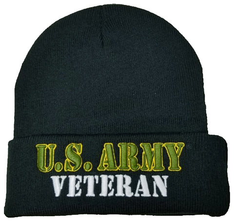 US Army Veteran Winter Beanie Ski Hat Knit Cuffed Military Skull Cap