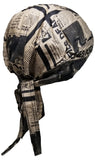 CLEARANCE Evel Knievel Skull Cap | Last Jump Tribute Biker Head Wrap | Newspaper Headline Doo Rag