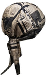 Evel Knievel Skull Cap | Last Jump Tribute Biker Head Wrap | Newspaper Headline Doo Rag