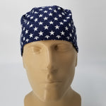 Nursing Scrub Hat Scrubs Cap, Cotton, White and Blue Patriotic Stats