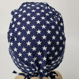 Scrub Cap Medical Surgeon Head Cover Surgical Hat Nurse Nursing Operating Room, Blue White Stars