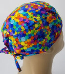 Nursing Scrub Hat Scrubs Cap, Cotton, Circles Polka Dots Bubbles Rainbow Colorful Colors