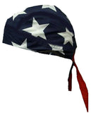 American Flag Head Wrap | Red White and Blue Doo Rag with Stars | Patriotic Motorcycle Skull Cap