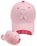 Pink Ribbon Hat Breast Cancer Awareness Womens Baseball Cap