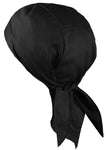 Black Bandana Dorag with SWEATBAND Doo Rag MADE IN THE USA Motorcycle Skull Cap Cotton