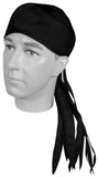 Solid Black Doo Rag ROVER Durag Long Tails and SWEATBAND MADE IN THE USA