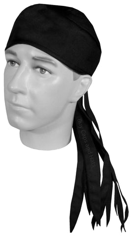 Solid Black Doo Rag ROVER Durag Long Tails and SWEATBAND MADE IN THE USA