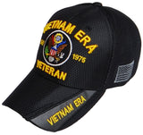 VIETNAM ERA VETERAN BLACK BASEBALL CAP EMBROIDERED HAT ADJUSTABLE STRAP