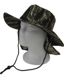 Safari Boonie Fishing Sun Hat Cotton Blend - Tiger Stipe Camouflage Camo SMALL