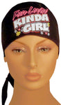 MADE in the USA Doo Rag with SWEAT BAND Fun Lovin Kinda Girl Head Wrap Skull Cap Cotton Chemo Do Hat