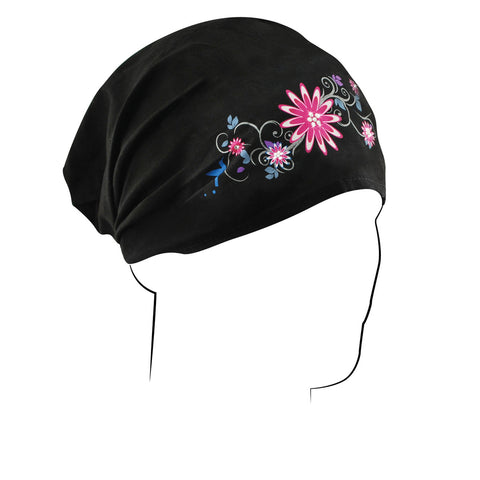 bald head motorcycle helmet for sale CLEARANCE Pretty Flowers and Black Headwrap Cotton Helmet Liner Motorcycle Bikers, Cyclists, Chemo Bald Head Cover