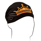 Black and Orange Crown Headwrap | Queen | Princess | King | Very Soft | Yoga, Cyclists, Chemo Bald Head Cover