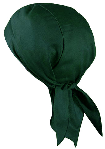 HUNTER GREEN Doo-Rag Skull Cap Solid with a Sweatband Cotton Helmet Liner MADE IN THE USA