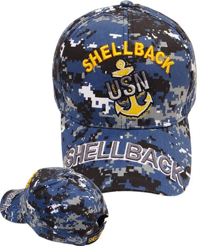 US NAVY Shellback with Blue Digital Camouflage Hat Military Digi Camo Cap Adjustable Embroidered