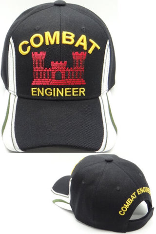 Army Engineer Baseball Cap, Black U.S. Military Hat, Embroidered, Officially Licensed