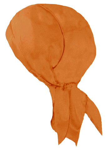 Orange Solid Doo Rag with SWEATBAND Dorag Motorcycle Skull Cap Cotton MADE IN THE USA