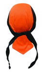 Black and Orange DoRag Cotton Bandana Headwrap Cap with SWEATBAND Pirate Skull Hat