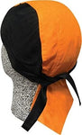 Black and Orange DoRag Cotton Bandana Headwrap Cap with SWEATBAND Pirate Skull Hat