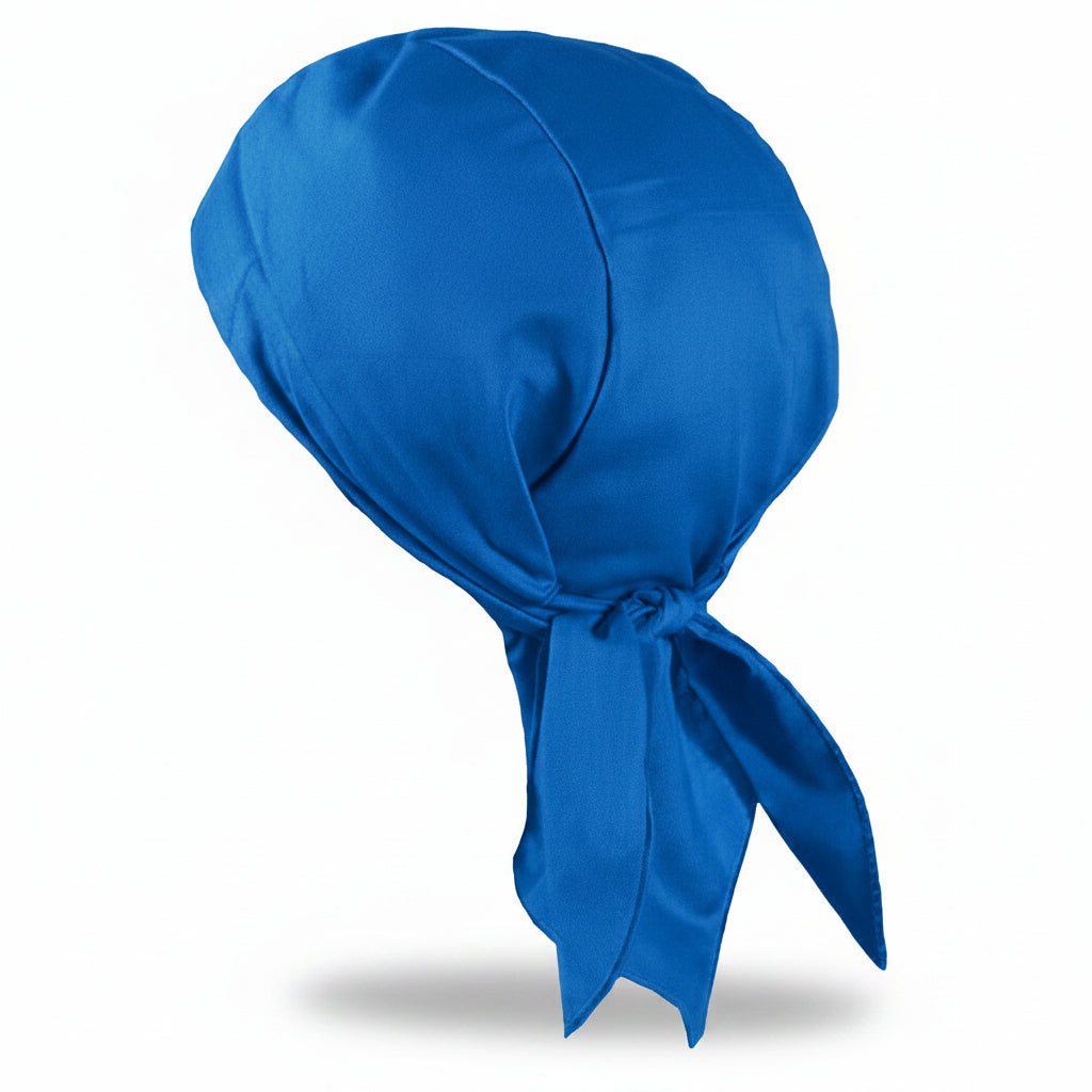 Royal Blue Bandana Dorag Cap Bikers Skull Head Wrap Solid Cotton Helmet Liner MADE IN THE USA