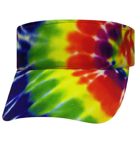 Tie Dye Sun Visor 1960s Tye Die Hippie Hat Fun Woodstock Rainbow Hippy 60s Colorful Hi-Vis