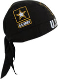 US ARMY Dorag Doo Rag, Bandana Head Wrap with Sweatband, Made in America, Motorcycle Skull Cap