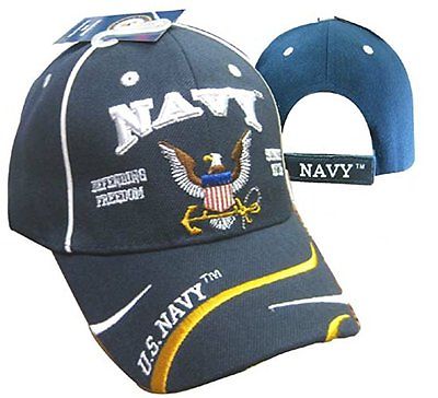 US Navy Baseball Cap Blue Hat Defending Freedom United States Navy Logo Emblem