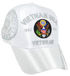 VIETNAM ERA VETERAN BASEBALL CAP WHITE EMBROIDERED U.S. ARMY HAT ADJUSTABLE
