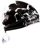 CLEARANCE Skull Face Skeleton Death Doo Rag Cap Dorag Hat Bandana Head Wrap Black and White for Men or Women
