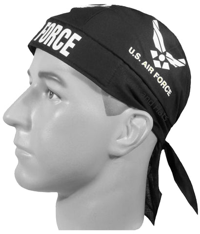 US Air Force Doo Rag MADE IN AMERICA Black Bandana Head Wrap Motorcycle Bikers Hat