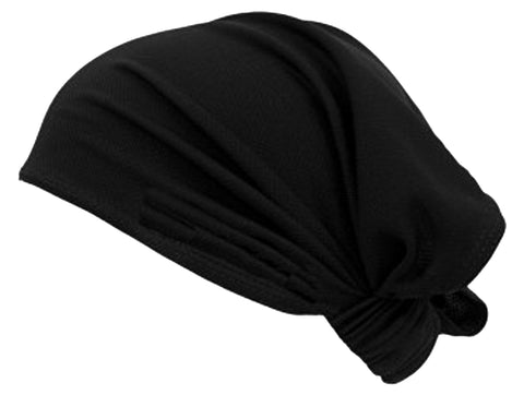 Black Headwrap Soft Stretch Spandex/ Bamboo Helmet Liner Motorcycle Bikers, Cyclists, Chemo Bald Head Cover
