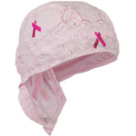 CLEARANCE Pink Ribbon Paisley Head Wrap Breast Cancer Awareness Womens Doo Rag Durag Skull Cap Cotton Sporty Motorcycle Hat