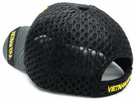 Vietnam Veteran Premium PU Leather Black Cap With Medallion - Adjustable, Trade Winds