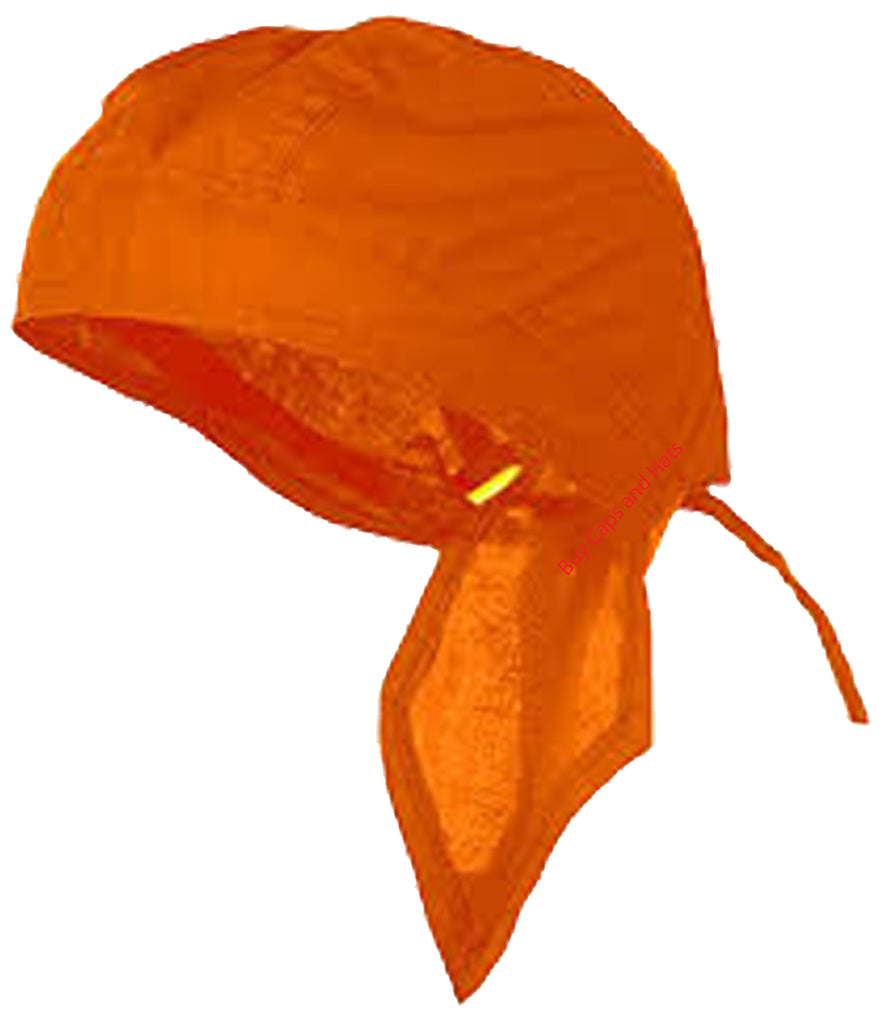 ORANGE Doo Rag Skull Cap Solid Bandana Dorag Motorcycle Helmet Liner Chemo Headscarf