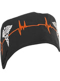 Scrub Hat Nursing Cap Gift for Doctor, Caduceus EKG Cardiologist Surgeon Nurse OR ER Xray Tech Veterinarian, Black