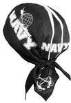 US Navy Doo Rag MADE IN AMERICA Black Bandana Head Wrap Motorcycle Bikers Hat